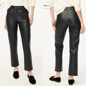 J. Crew Wide Leg‎ High Rise Faux Leather Black Crop Pants